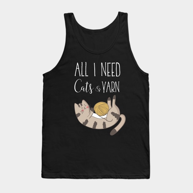 Cats and Yarn | Cat Lover Gift Tank Top by MedleyDesigns67